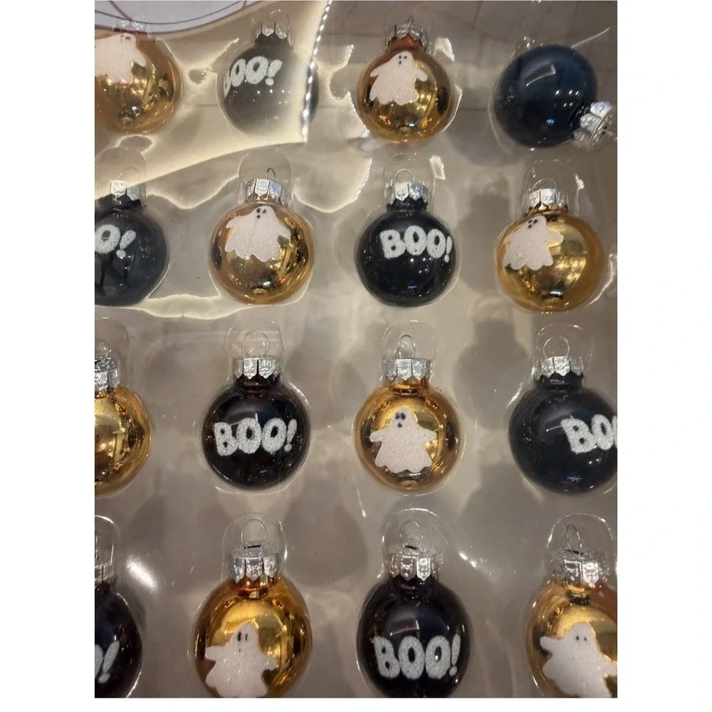 NEW Toil & Trouble Halloween Ornaments Mini Boo Ghost Black Orange Spooky